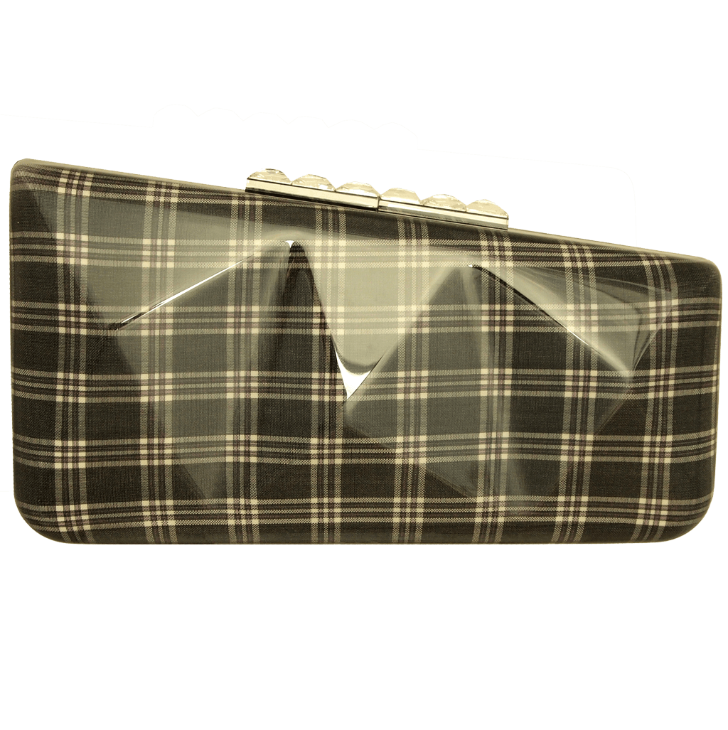 72 Smalldive Clutches Minaudière in Grey Glen Plaid.