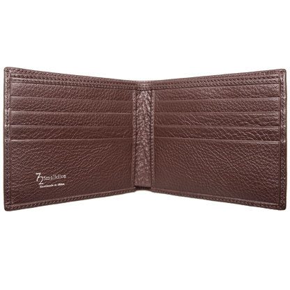 Opened View Of Brown Textured Leather Billfold 72 Smalldive