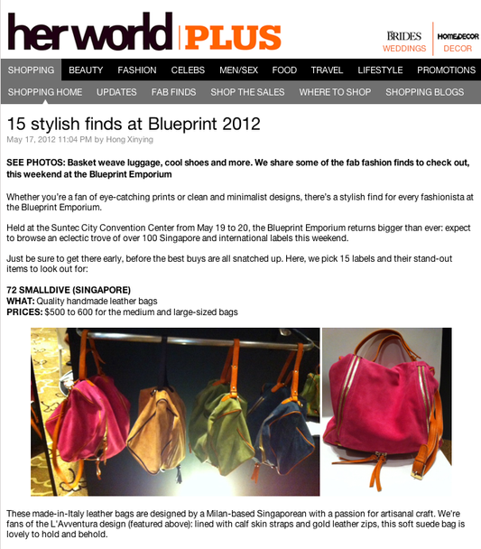 72 Smalldive L'Avventura Tote Featured on May 2012 of Her World Plus