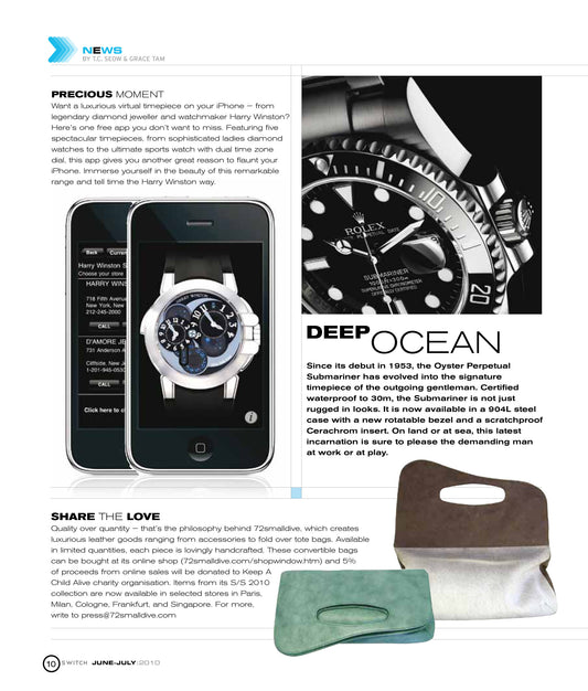 72 Smalldive Le Deluge Collection Featured On July 2010 of Switch Magazine