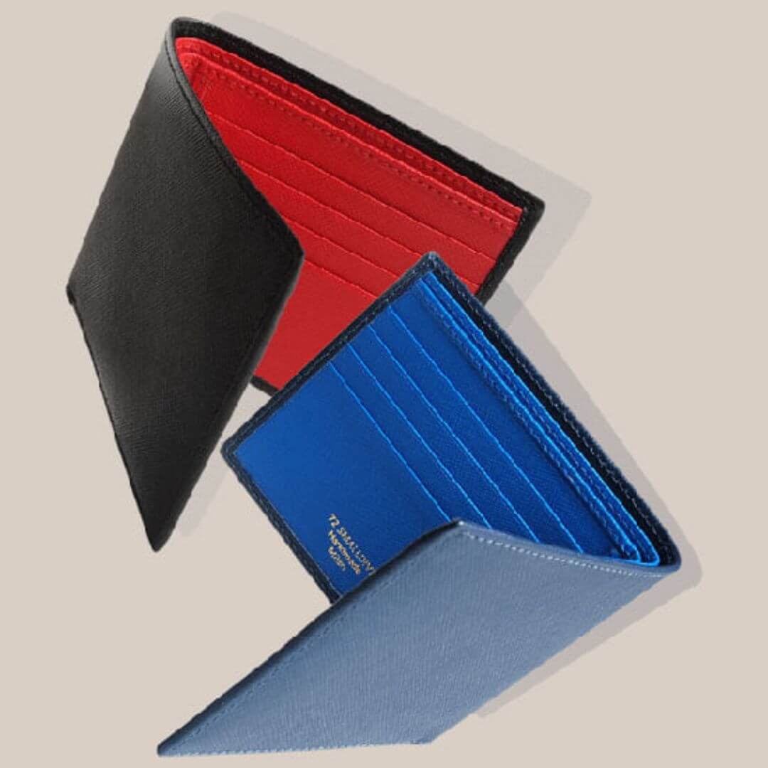 72 Smalldive Bi-Colored Billfolds in Black-Red and Navy-Sky Blue