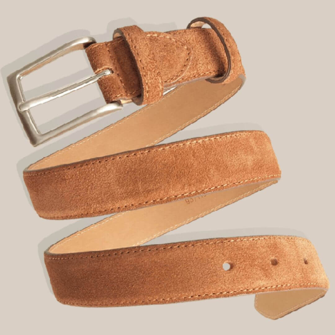 72 Smalldive Suede Belt In Camel Brown Coiled Up