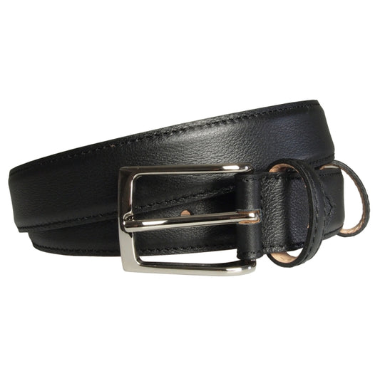 72SMALLDIVE 30mm Fine Grained Leather Belt In Black Sizes S to XXXL Front Image 01