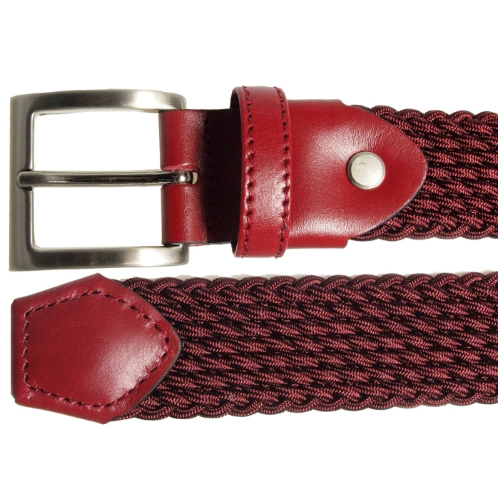 72SMALLDIVE 30mm Viscose Leather Trim Belt in Bordeaux Flatlay Image 01