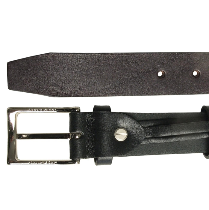 72SMALLDIVE 30mm Width Bridle Leather Belt In Black, Sizes S to XXXL Flat Lay Image 02