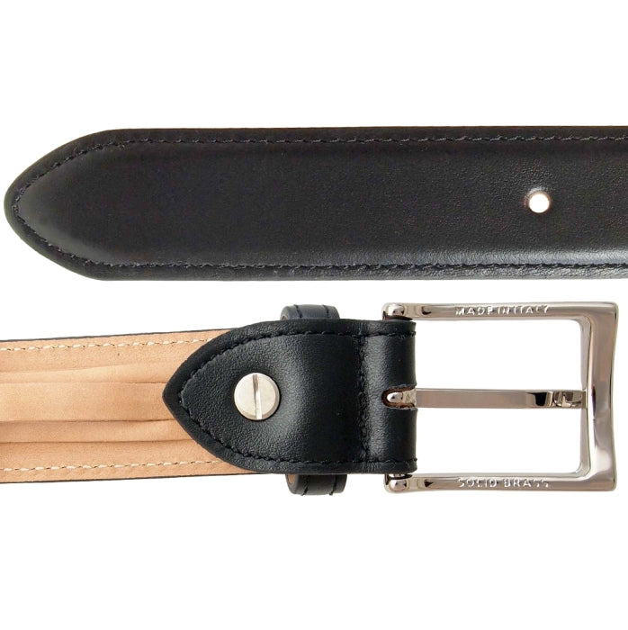72SMALLDIVE 30mm Width Buffed Leather Belt in Black Sizes S to XXXL Front Image 03