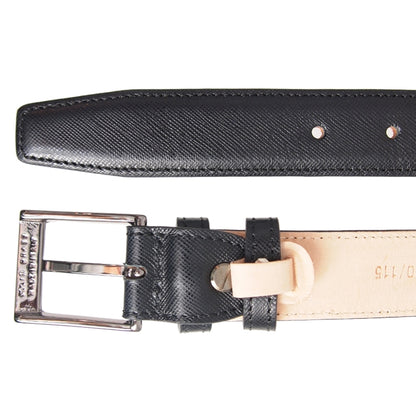 72SMALLDIVE 30mm Width Saffiano Leather Belt in Black Sizes S to XXXL Flatlay Image 02
