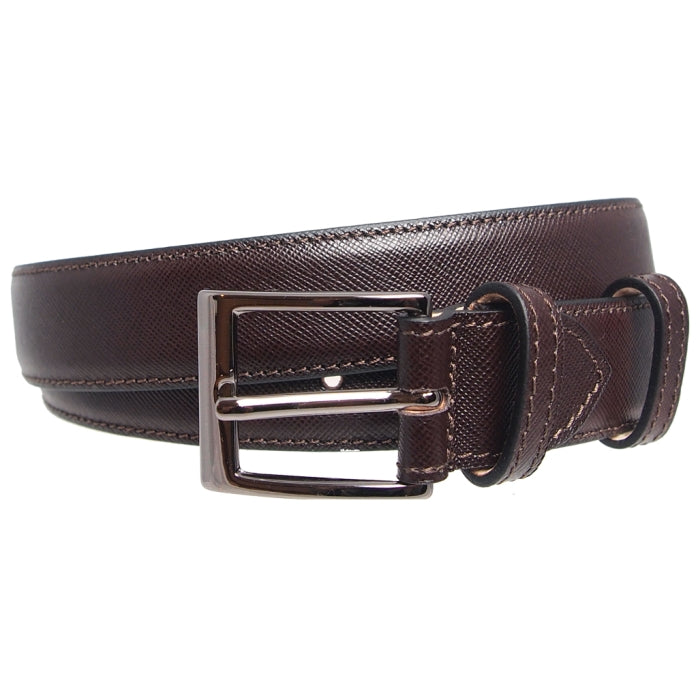 72SMALLDIVE 30mm Width Saffiano Leather Belt in Brown Sizes S to XXXL Front Image 01