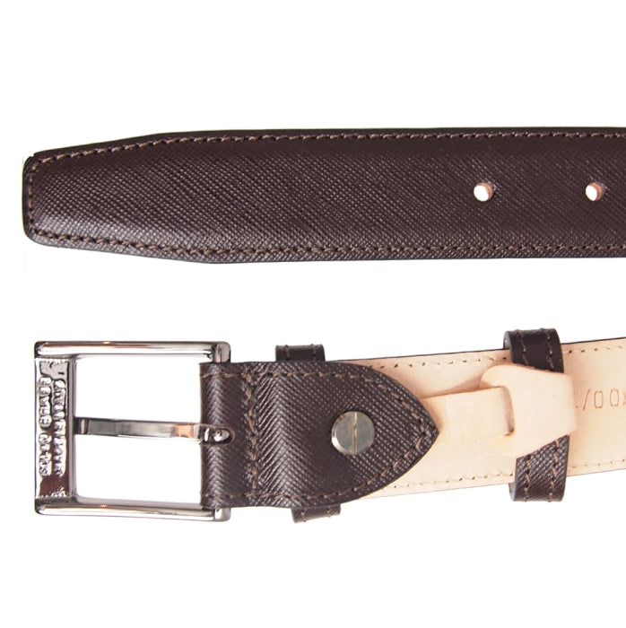 72SMALLDIVE 30mm Width Saffiano Leather Belt in Brown Sizes S to XXXL Flatlay Image 01