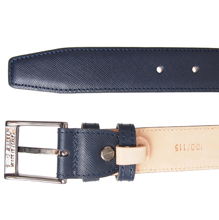 72SMALLDIVE 30mm Width Saffiano Leather Belt in Navy Sizes S to XXXL Flatlay Image 02