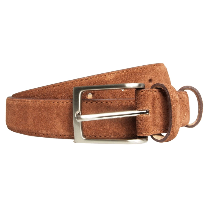 72SMALLDIVE 30mm Width Suede Leather Belt In Camel Brown Sizes S to XXXL Front Image 01