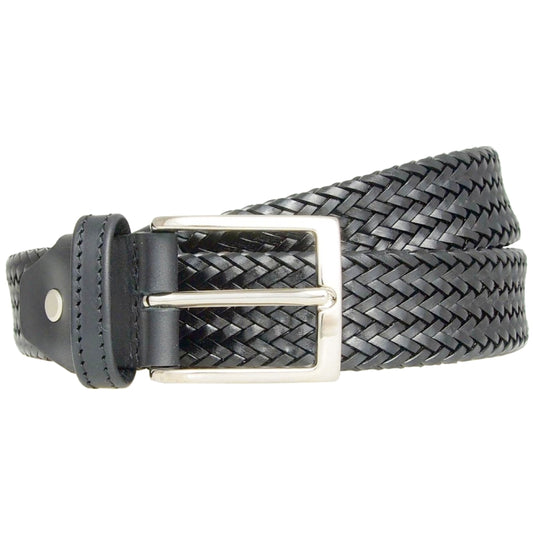 72SMALLDIVE 34mm Fine Weave Leather Belt in Black Sizes S to XXXL Image 01
