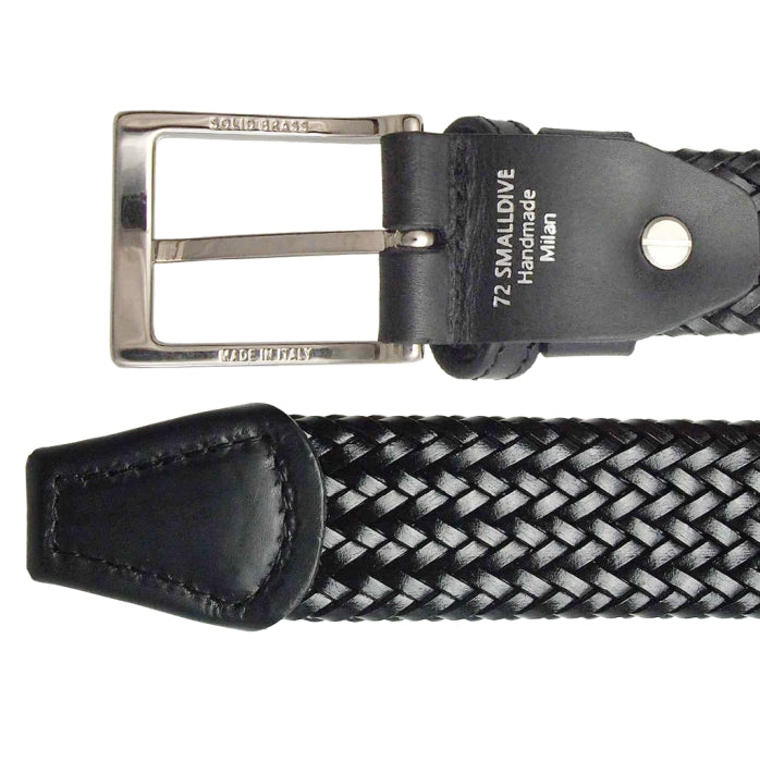 72SMALLDIVE 34mm Fine Weave Leather Belt in Black Sizes S to XXXL Image 02