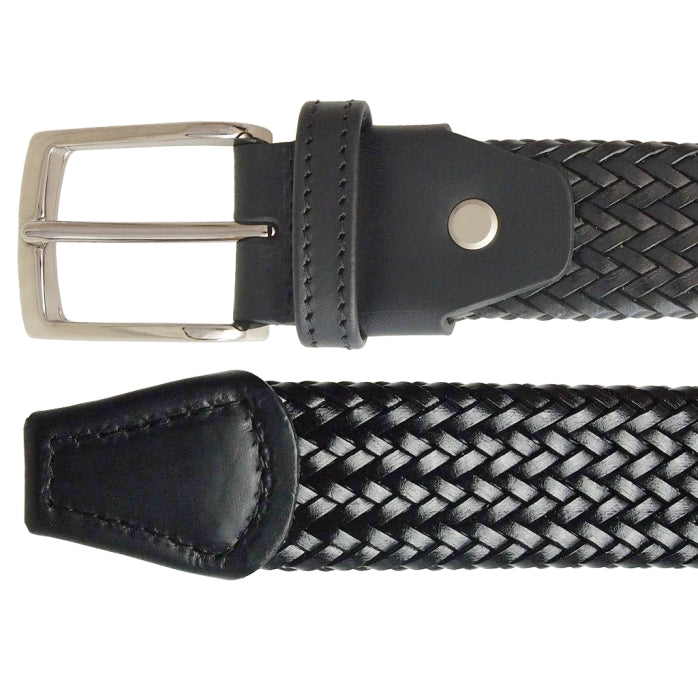 72SMALLDIVE 34mm Fine Weave Leather Belt in Black Sizes S to XXXL Image 03