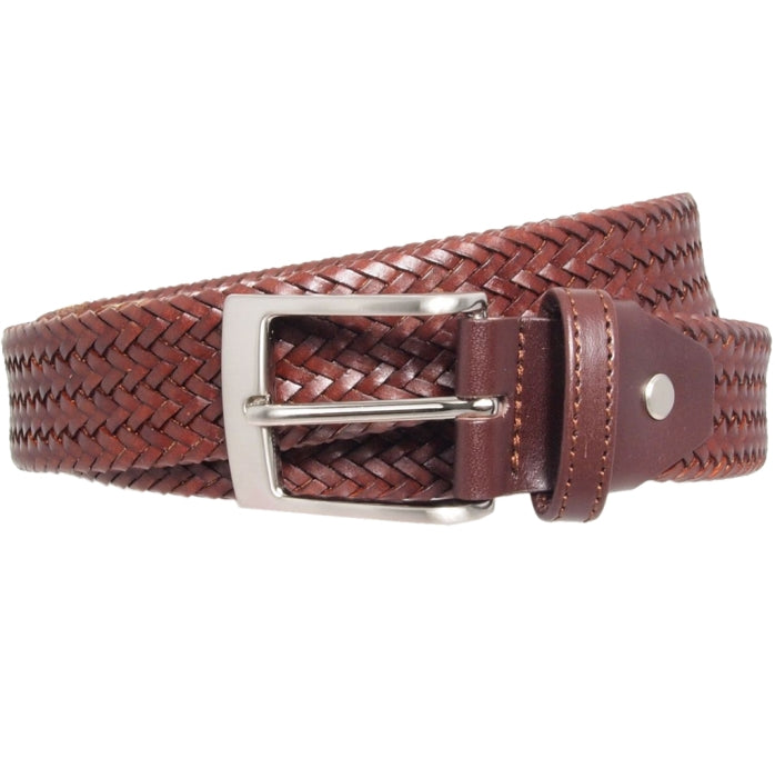 72SMALLDIVE 34mm Fine Weave Leather Belt in Brown Sizes S to XXXL Image 01