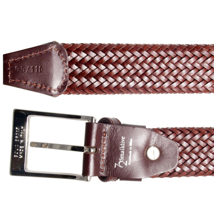 72SMALLDIVE 34mm Fine Weave Leather Belt in Brown Sizes S to XXXL Image 02