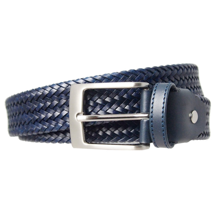 72SMALLDIVE 34mm Fine Weave Leather Belt in Navy Sizes S to XXXL Image 01