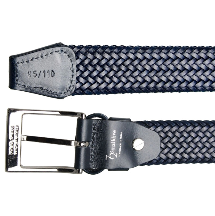 72SMALLDIVE 34mm Fine Weave Leather Belt in Navy Sizes S to XXXL Image 02