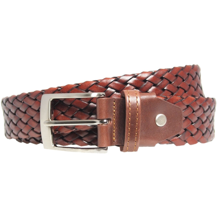 72SMALLDIVE 34mm Leather Weave Belt in Brown Image 01