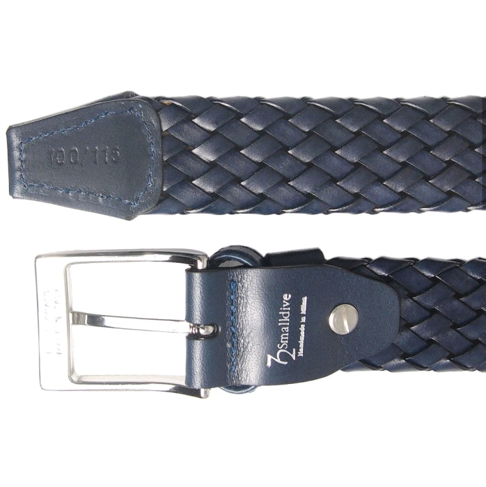 72SMALLDIVE 34mm Leather Weave Belt in Navy Image 02