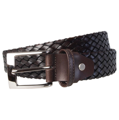     72SMALLDIVE 34mm Leather Weave Belt in Oak Image 01