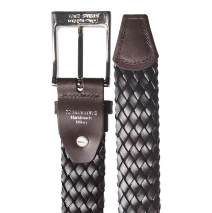     72SMALLDIVE 34mm Leather Weave Belt in Oak Flatlay Image 03