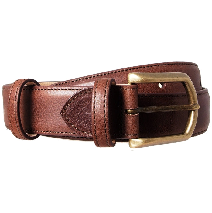 72SMALLDIVE 34mm Width Antiquated Leather Belt In Brown & Brushed Brass Buckle Sizes S to XXXL Image 01