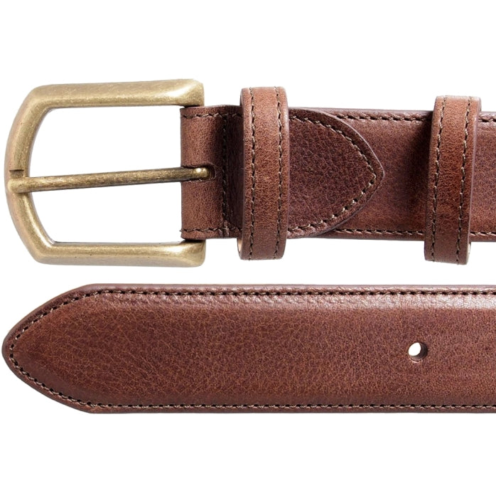 72SMALLDIVE 34mm Width Antiquated Leather Belt In Brown & Brushed Brass Buckle Sizes S to XXXL Image 02