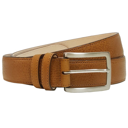 72SMALLDIVE 34mm Width Antiquated Leather Belt In Ochre Brown & Silver Plated Brass Buckle Sizes S to XXXL Image 01