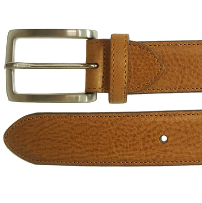 72SMALLDIVE 34mm Width Antiquated Leather Belt In Ochre Brown & Silver Plated Brass Buckle Sizes S to XXXL Image 02