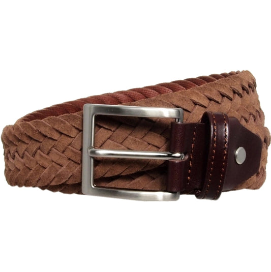 72SMALLDIVE 34mm Width Braided Suede Belt In Brown Sizes X to XXXL Image 01