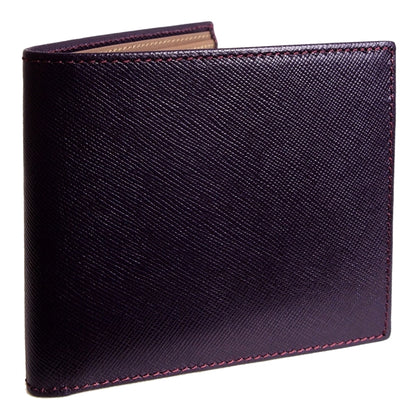 72 SMALLDIVE Bi-Colored Amethyst-Taupe Saffiano Leather Billfold 8 Card Slots Image 1