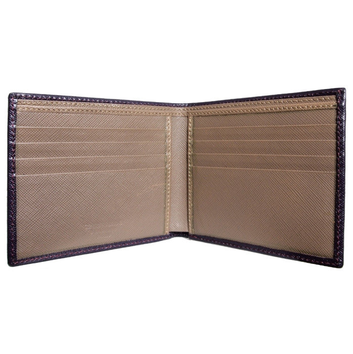 72 SMALLDIVE Bi-Colored Amethyst-Taupe Saffiano Leather Billfold 8 Card Slots Image 3