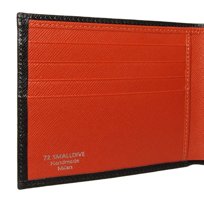 72 SMALLDIVE Black Brick Red Bi Colored Saffiano Leather Billfold 03