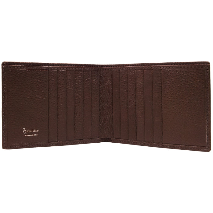 72 SMALLDIVE Brown Textured Leather Billfold 12 Card Slots