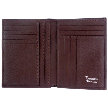 8 Credit Card Pocket Pebbled Leather Billfold Brown