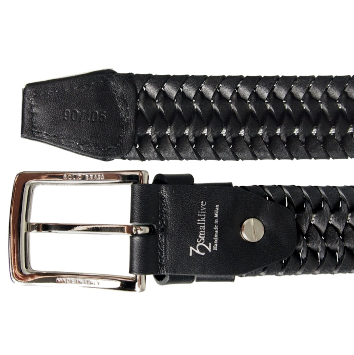 72SMALLDIVE Leather Elastic Weave Belt in Black Sizes S to XXXL Image 02