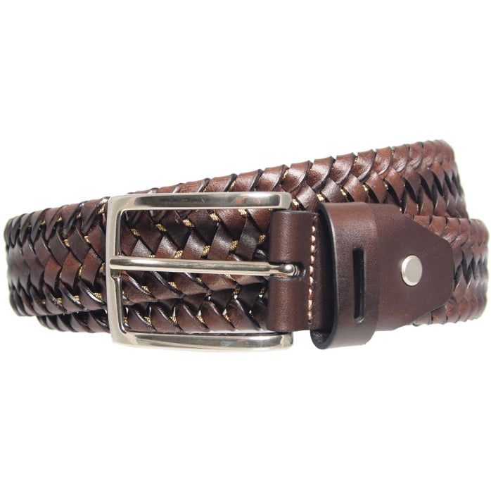 72SMALLDIVE Leather Elastic Weave Belt in Brown Sizes S to XXXL Image 01