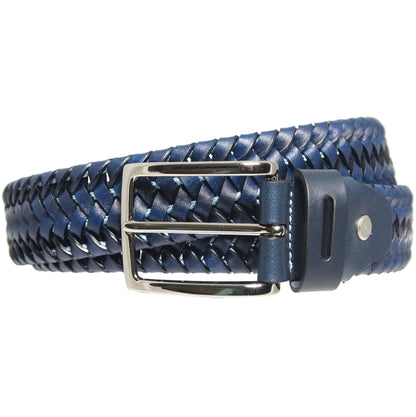 72SMALLDIVE Leather Elastic Weave Belt in Navy Sizes S to XXXL Image01
