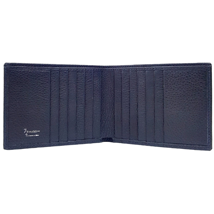 72 SMALLDIVE Navy Textured Leather Billfold 12 Card Slots Image 2