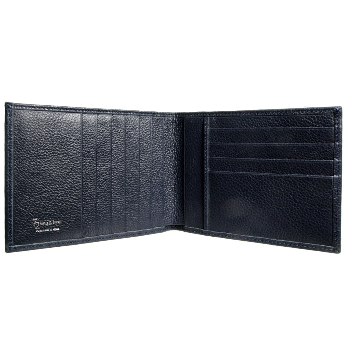 72 SMALLDIVE Navy Textured Leather Billfold With 10 Card Slots Image 02