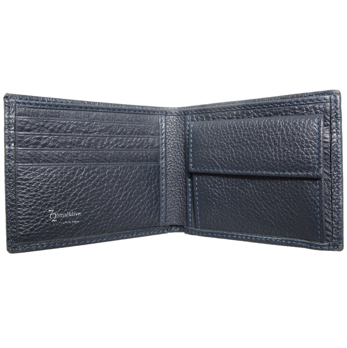 72 SMALLDIVE Navy Textured Leather Billfold With Coin Pocket 4 Card Slots Image 2
