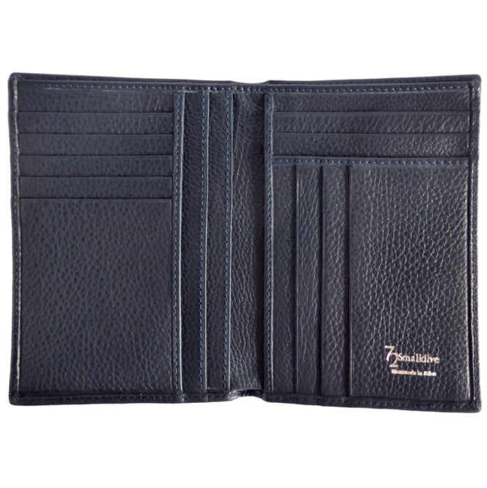 72 SMALLDIVE Navy Textured Leather Pocket Billfold 11 Card Slots Image 02