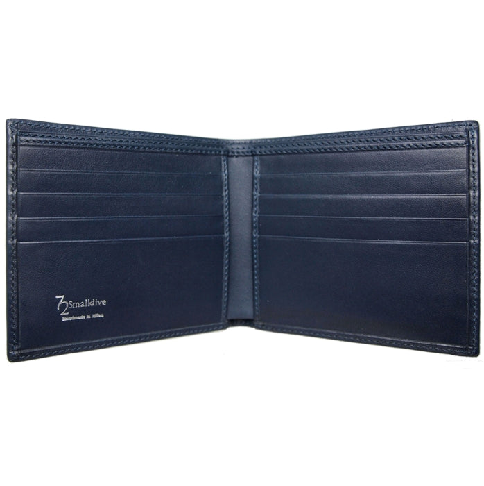 72 SMALLDIVE Small Navy Buffed Leather Billfold 8 Card Slots Image 2