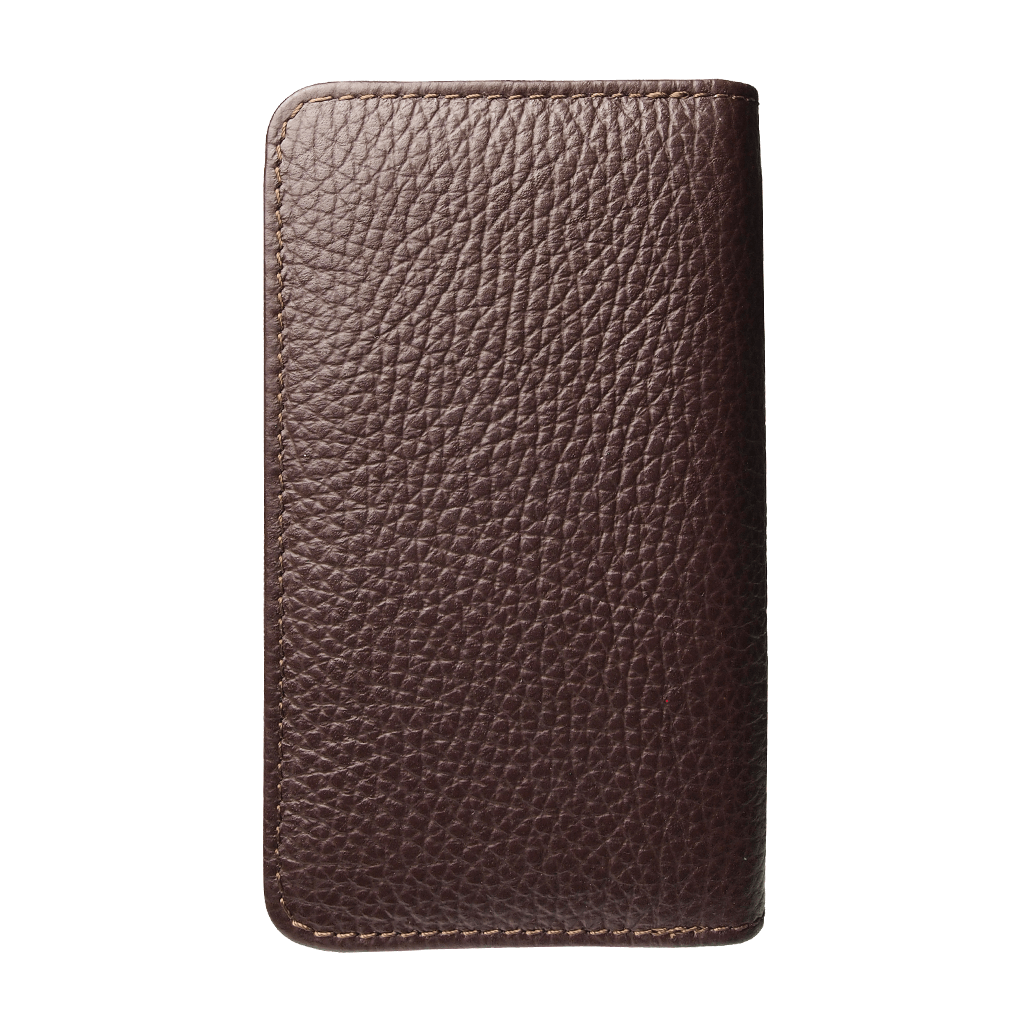 Dual-Zip Grained Leather Key Pouch Brown