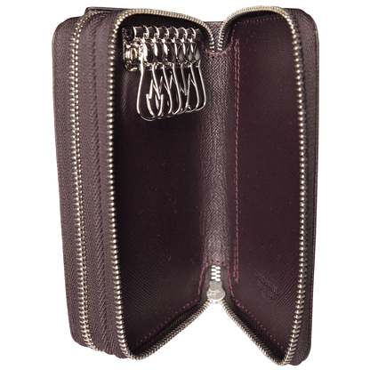 Dual-Zip Saffiano Leather Key Pouch Amethyst