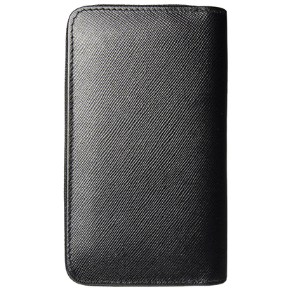 8 Credit Card Dual-Zip Saffiano Leather Wallet Black