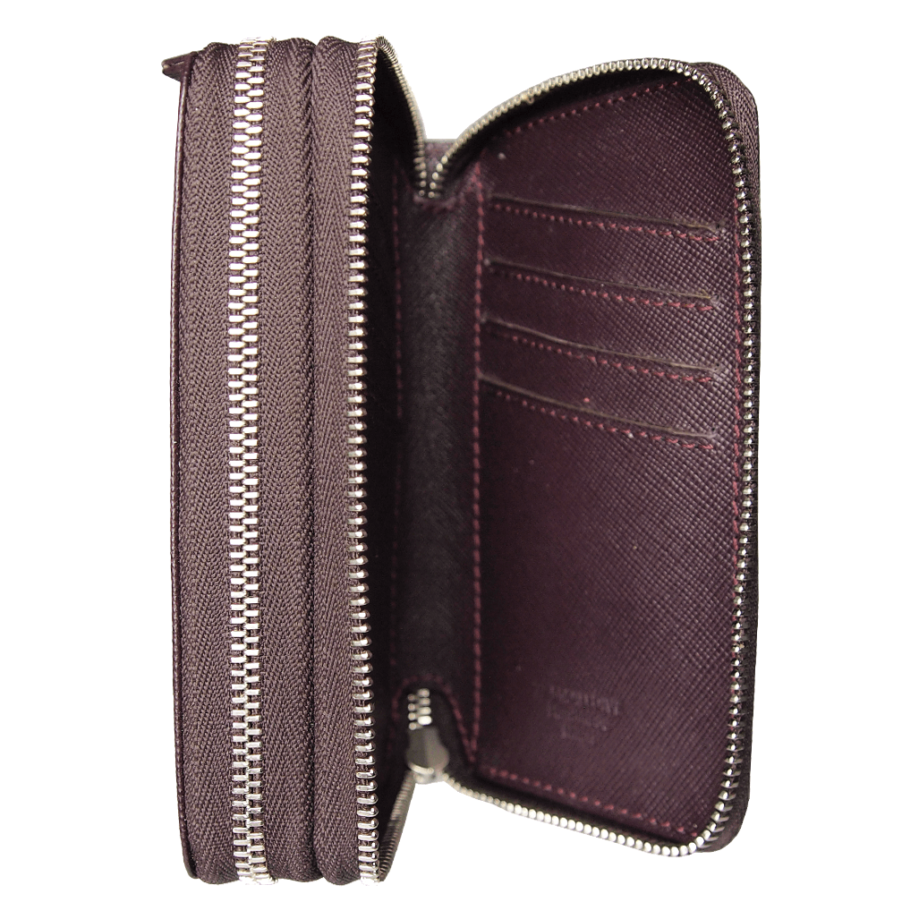 8 Credit Card Dual-Zip Saffiano Leather Wallet Amethyst