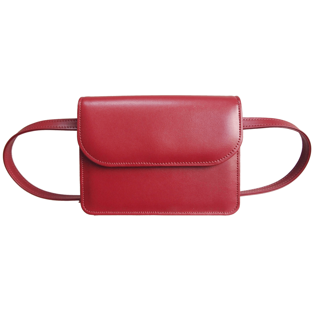 Buffed Leather Belt Pouch Red