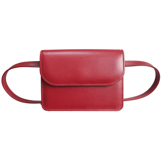 Buffed Leather Belt Pouch Red